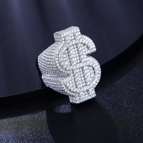 Fully Iced VVS Moissanite Dollar $ Ring