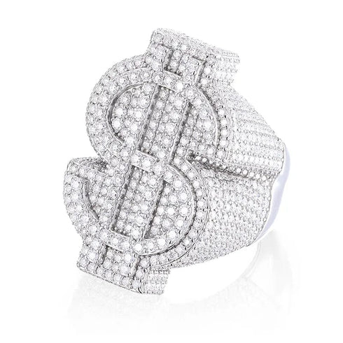 Fully Iced VVS Moissanite Dollar $ Ring