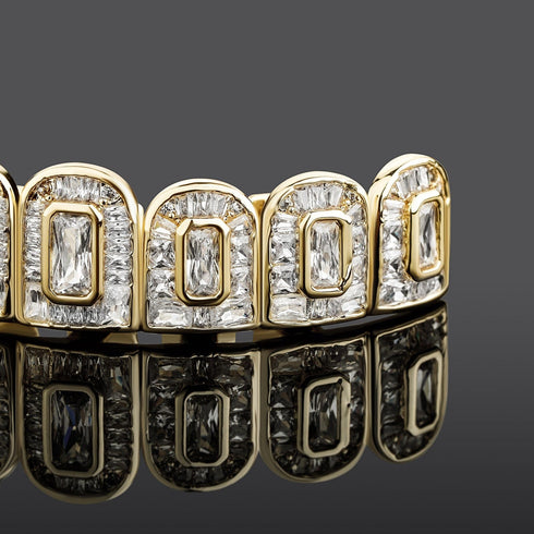 Fully Rectangle Cut Baguette Iced Out Grillz