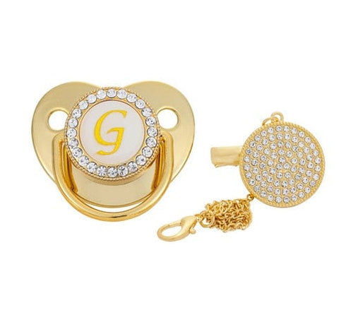 Custom Gold Bling Initial BPA Free Baby Pacifier