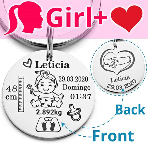 Custom Newborn Baby Engraved Name Keychain