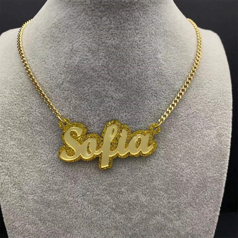 Custom Glitz Double Plated Name Chain