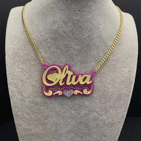 Custom Glitz Double Plated Name Chain