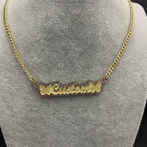 Custom Glitz Double Plated Name Chain