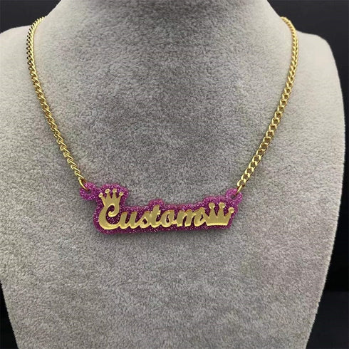 Custom Glitz Double Plated Name Chain