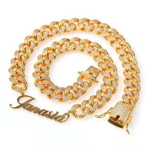 Iced Princess Custom Name/Font Cuban Choker Necklace