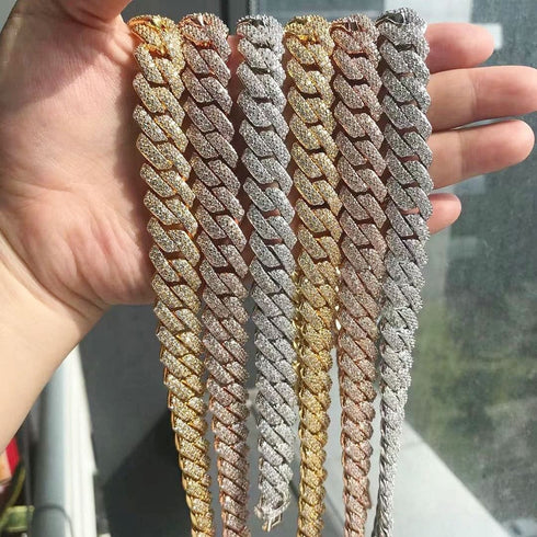 14mm Diamond Prong Cuban Chain + FREE Diamond Prong Cuban Bracelet