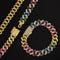 Rainbow Cuban Link Chain – Multicolor Iced Out Necklace & FREE Bracelet