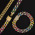 Rainbow Cuban Link Chain – Multicolor Iced Out Necklace & FREE Bracelet