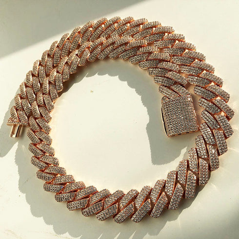 Thicc 18mm Diamond Prong Cuban Chain + FREE Diamond Prong Cuban Bracelet