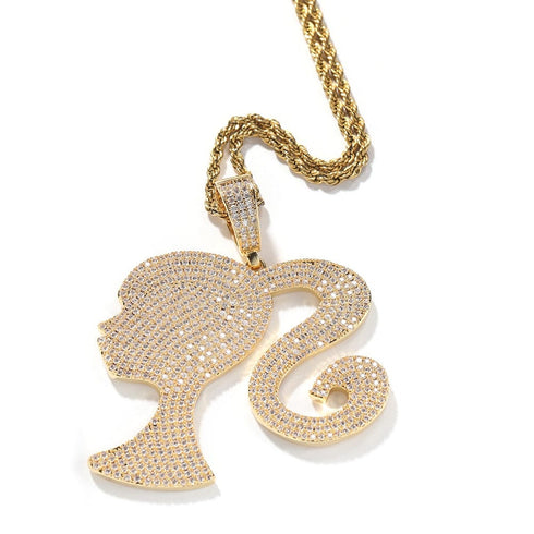 Fully Iced Barbie Pendant Necklace