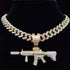 Fully Iced Submachine Gun Pendant Rapper Necklace