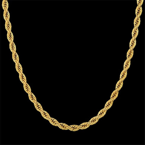 14k Gold 316L Stainless Steel Rope Chain