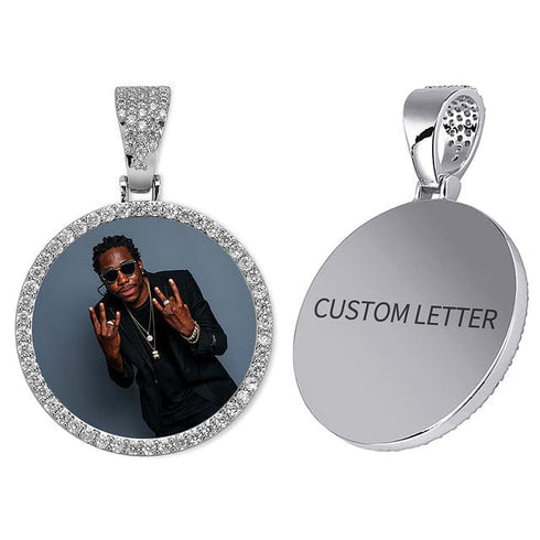 VVS Jewelry Iced Name Engraved Custom Circle Photo Chain