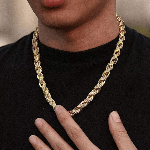8mm Fully Iced Premium Thick Rope Chain