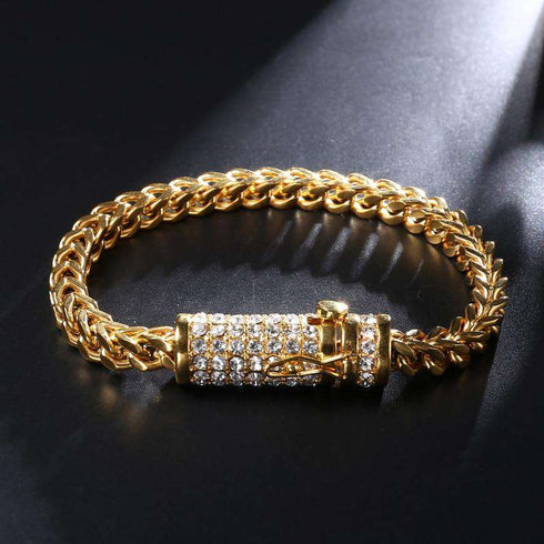 Gold/Silver Chain Bracelet With Blinged Out Clasp
