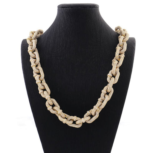 VVS Jewelry Gold/Silver 17mm Thicc AF Micropave Miami Cuban Chain
