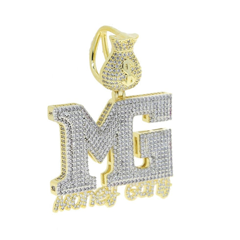 Iced Out Money Gang Badge Pendant Chain