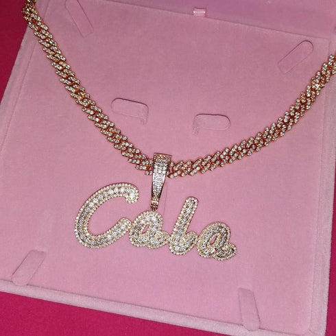VVS Jewelry Custom Cursive Cuban Letter Pendant