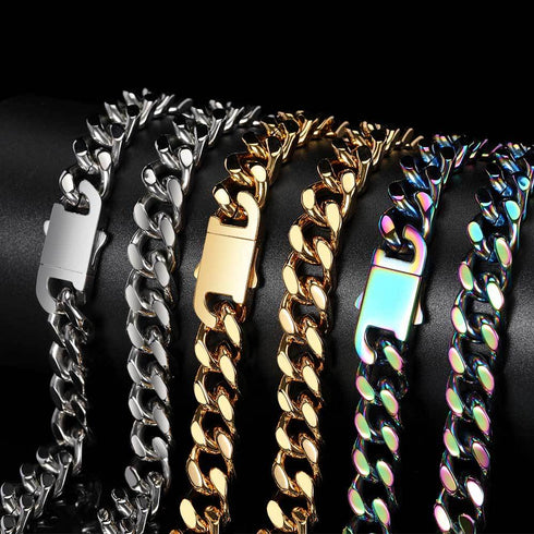 12mm 316L Stainless Steel Hollow Cuban Chain + Free Cuban Bracelet