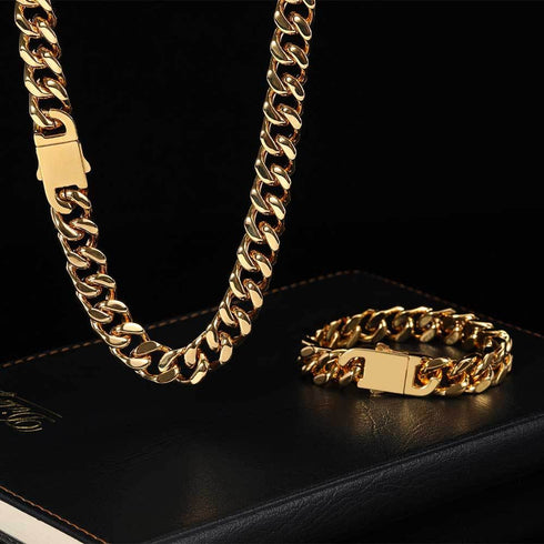 12mm 316L Stainless Steel Hollow Cuban Chain + Free Cuban Bracelet