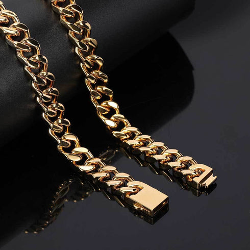 12mm 316L Stainless Steel Hollow Cuban Chain + Free Cuban Bracelet - BOGO