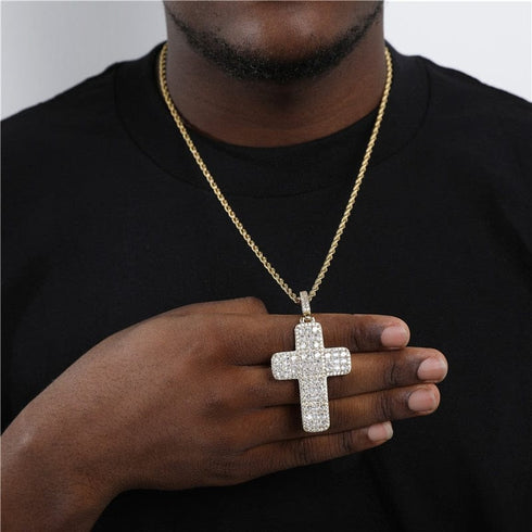 VVS Jewelry Fully Iced Ascher Cut Cross Pendant