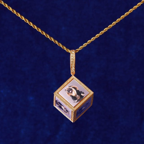 Custom Iced Out 3D Dice Photo Pendant