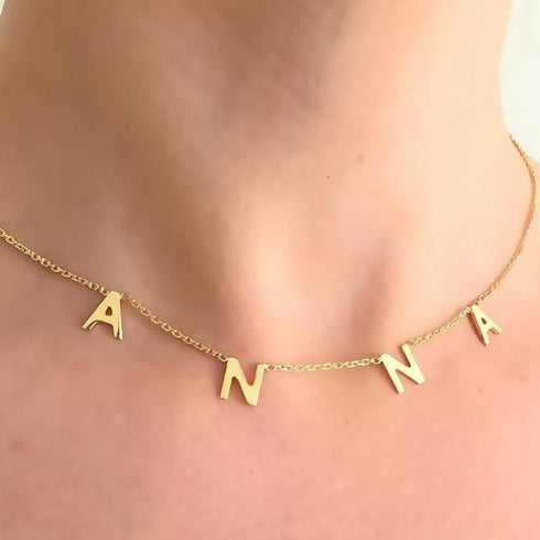 VVS Jewelry 18k Gold Custom Name Clavicle Necklace