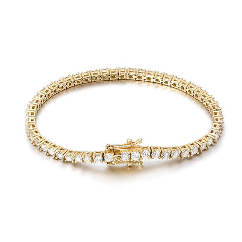 VVS Jewelry 10K Vermeil Gold VVS1 Moissanite Diamond 3mm Tennis Bracelet