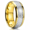 8MM Gold/Silver Tungsten Carbide with Vintage Meteorites Pattern Inlay Wedding Band Ring