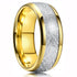 8MM Gold/Silver Tungsten Carbide with Vintage Meteorites Pattern Inlay Wedding Band Ring