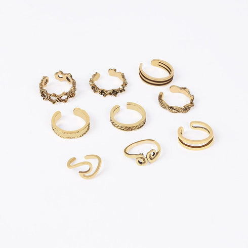 7pcs Vintage Hallow Star and Moon Toe Rings Set