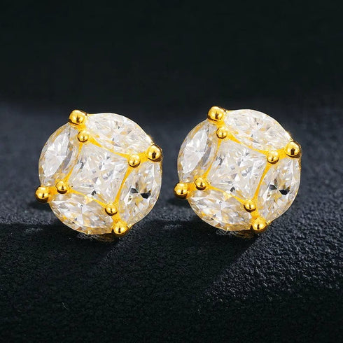925 Sterling Silver Moissanite Asscher Cut Solitaire Stud Earrings