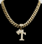 VVS Jewelry Gold Crowned Initial Cuban Pendant Chain