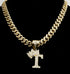 VVS Jewelry Gold Crowned Initial Cuban Pendant Chain