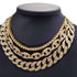 Gold Bling Cuban Chain + Coffee Bean Chain + Row Tennis Choker Chain Set
