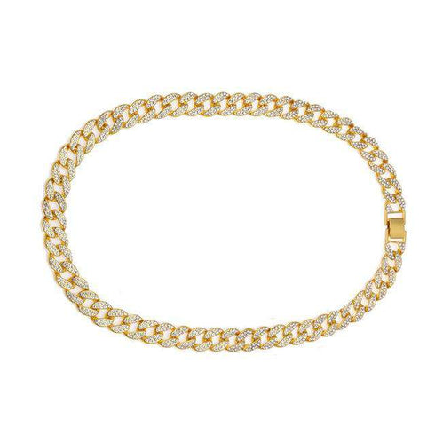 Gold Bling Cuban Chain + Coffee Bean Chain + Row Tennis Choker Chain Set