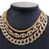 Gold Bling Cuban Chain + Coffee Bean Chain + Row Tennis Choker Chain Set