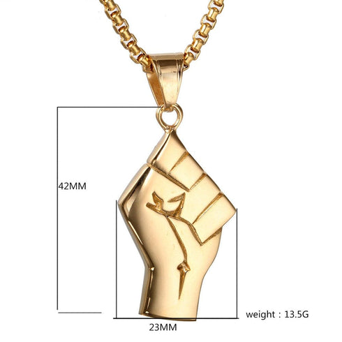Gold BLM Raised Fist Necklace