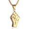 Gold BLM Raised Fist Necklace