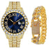 Fully Iced Bling Watch + Cuban Bracelet Bundle