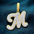 Icy Custom Big Initial Cursive Letter Pendant