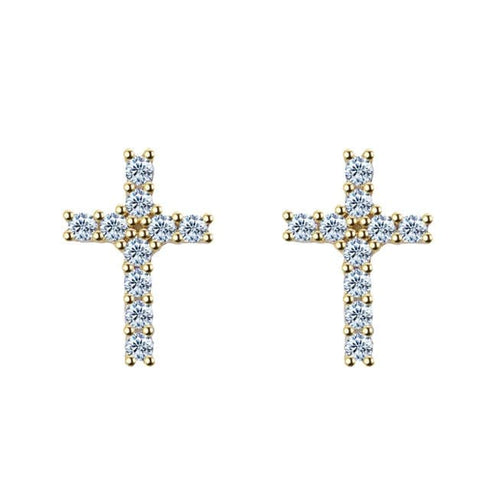 Cross 925 Silver Moissanite Iced Cross Earrings
