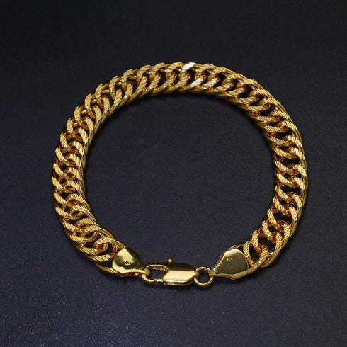 Gold Cuban Chain Bracelet + Watch + Geometric Ring Set