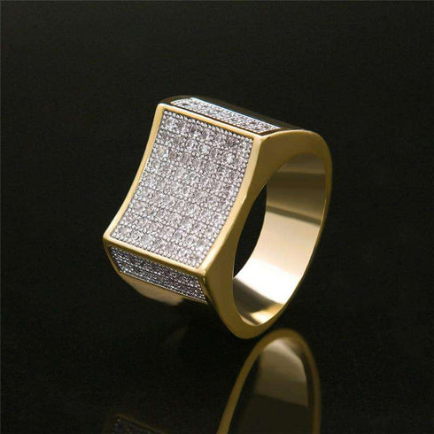 Gold Cuban Chain Bracelet + Watch + Geometric Ring Set