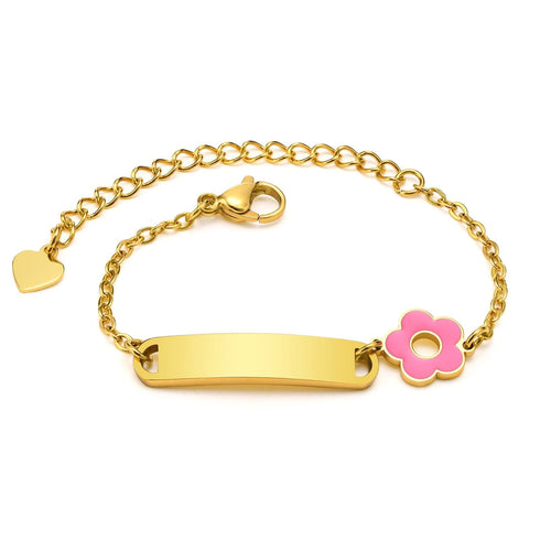 Custom Name Engraved Adjustable Baby Bracelet with Charm
