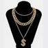 Gold/Silver Cuban Tennis Dollar Sign Choker Bundle