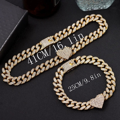Miami Heart Cuban Chain and FREE Bracelet Bundle