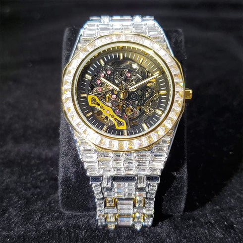 Iced Men's Mechanical Baguette Watch